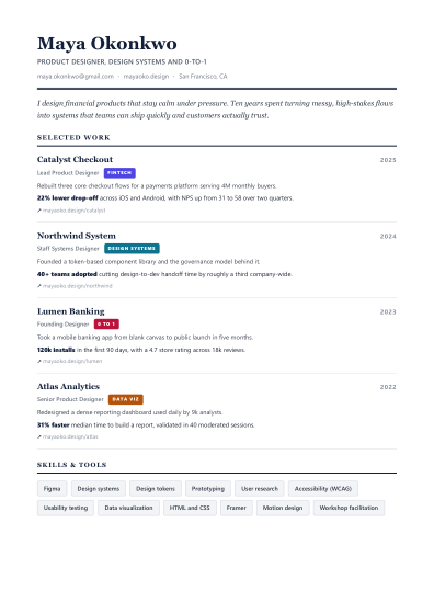 Portfolio one-pager (executive)