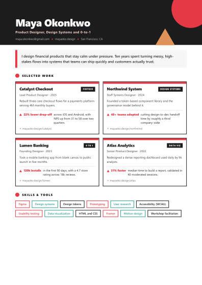 Portfolio one-pager (geometric)