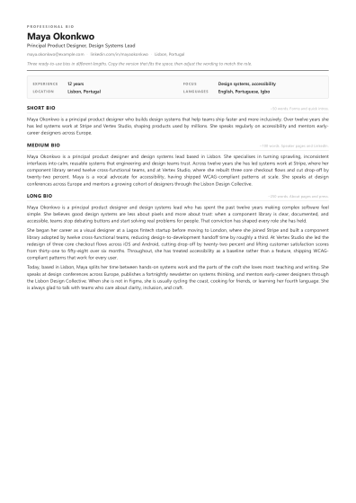 Professional bio (compact)