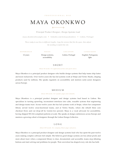 Professional bio (elegant)